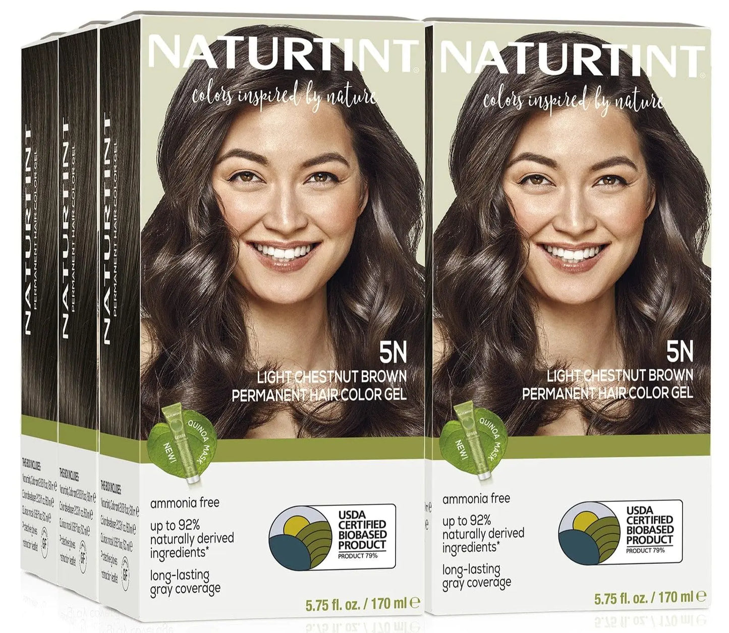 Naturtint Permanent Hair Color 5N Light Chestnut Brown (Pack of 6), Ammonia Free, Vegan, Cruelty Free, up to 100% Gray Coverage, Long Lasting Results