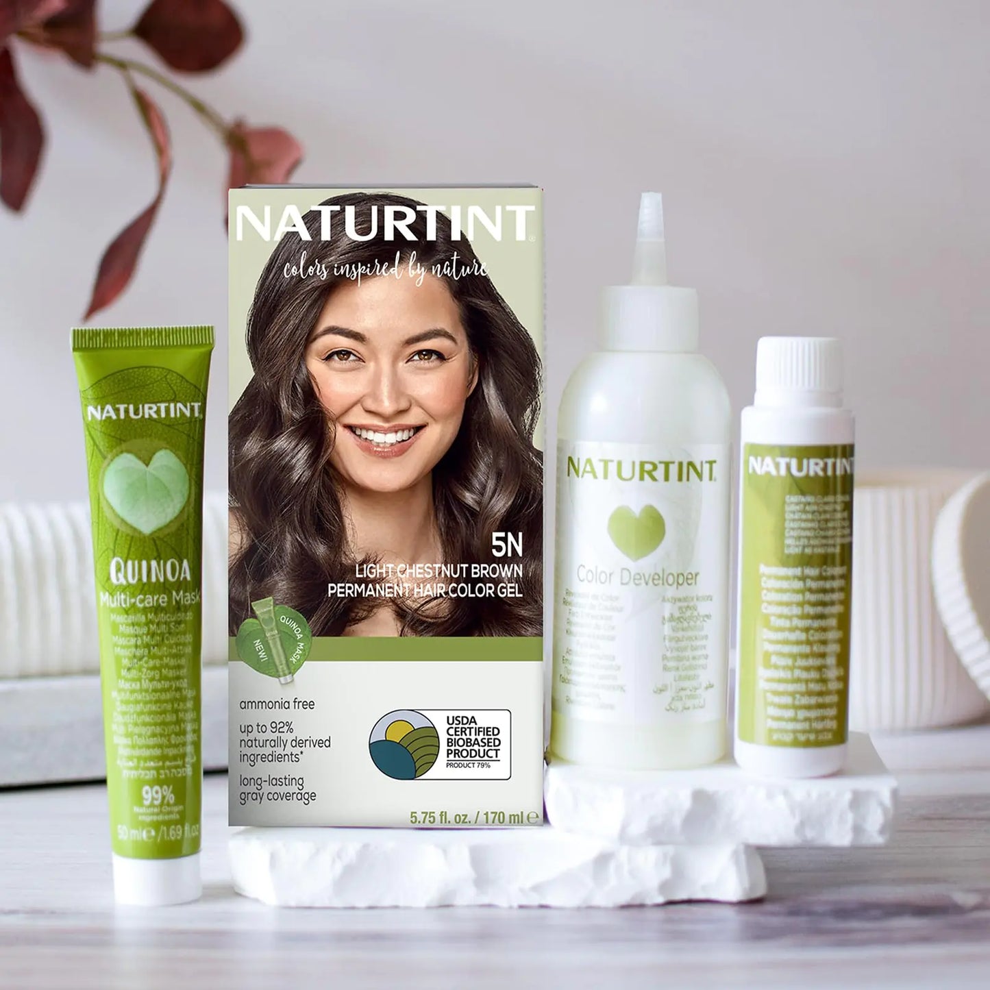 Naturtint Permanent Hair Color 5N Light Chestnut Brown (Pack of 6), Ammonia Free, Vegan, Cruelty Free, up to 100% Gray Coverage, Long Lasting Results