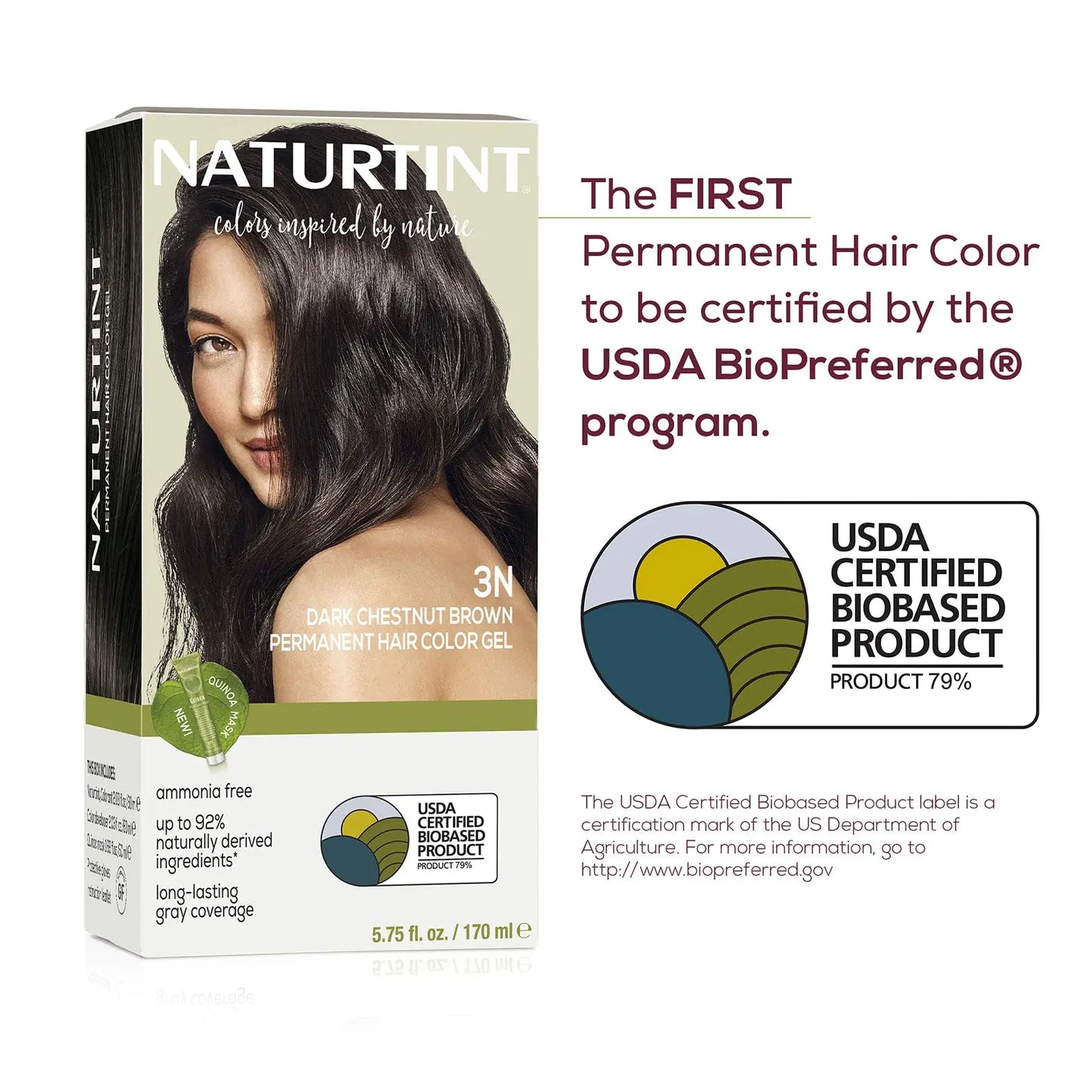 Naturtint Permanent Hair Color 3N Dark Chestnut Brown (Pack of 1), Ammonia Free, Vegan, Cruelty Free, up to 100% Gray Coverage, Long Lasting Results