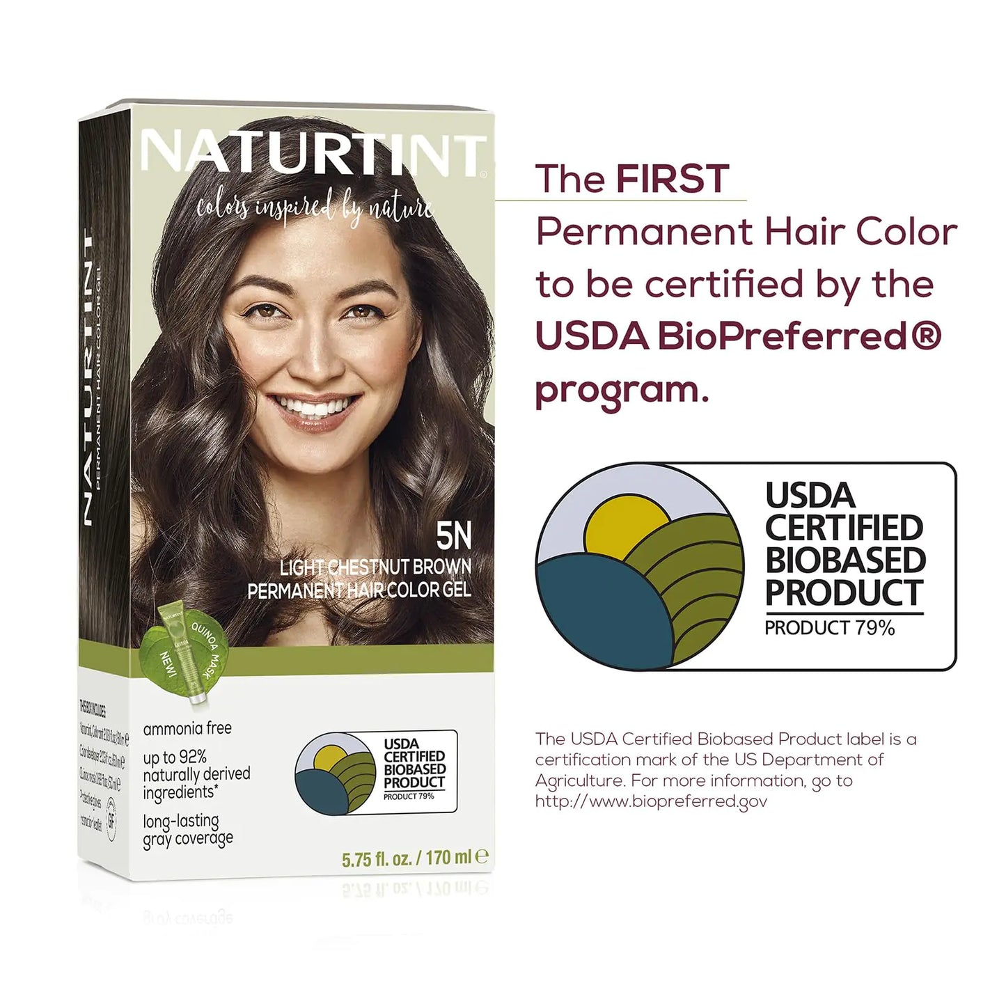 Naturtint Permanent Hair Color 5N Light Chestnut Brown (Pack of 6), Ammonia Free, Vegan, Cruelty Free, up to 100% Gray Coverage, Long Lasting Results