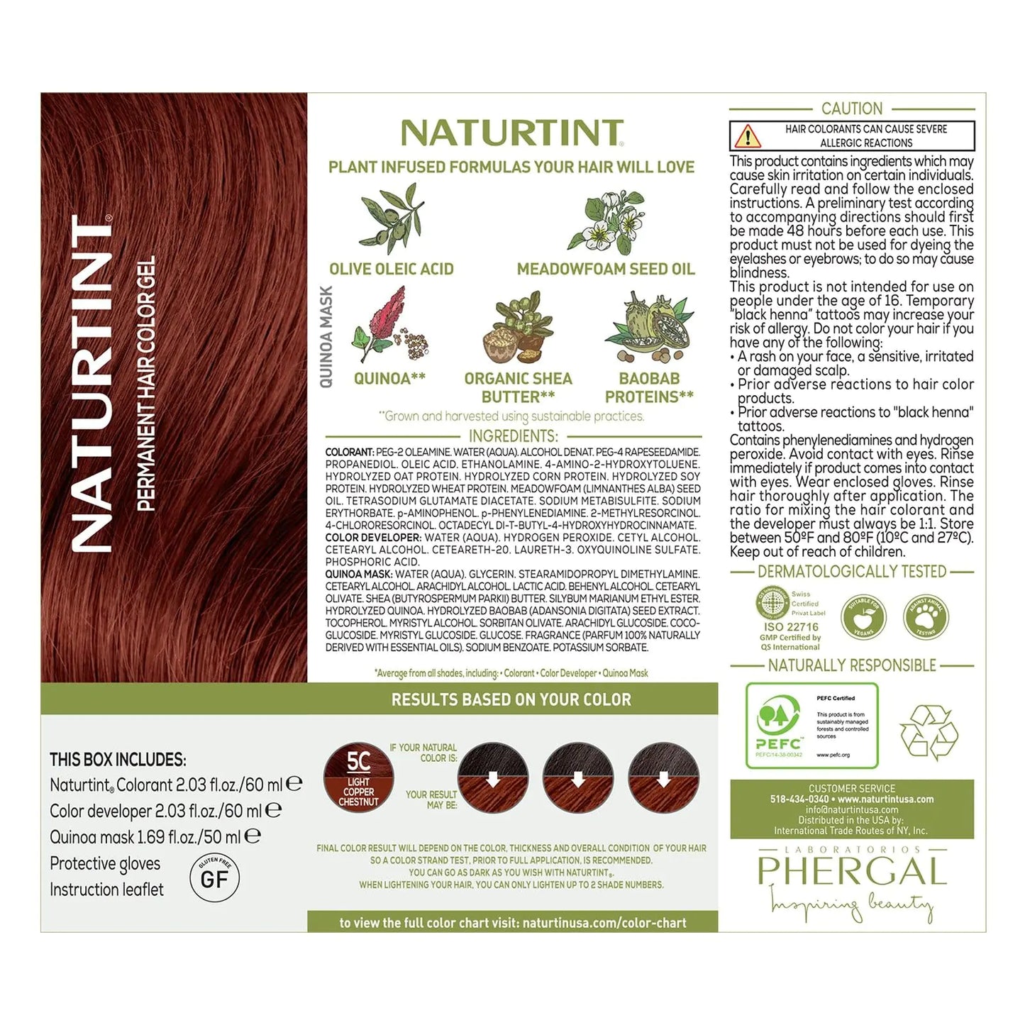 Naturtint Permanent Hair Color 5C Light Copper Chestnut (Pack of 1), Ammonia Free, Vegan, Cruelty Free, up to 100% Gray Coverage, Long Lasting Results