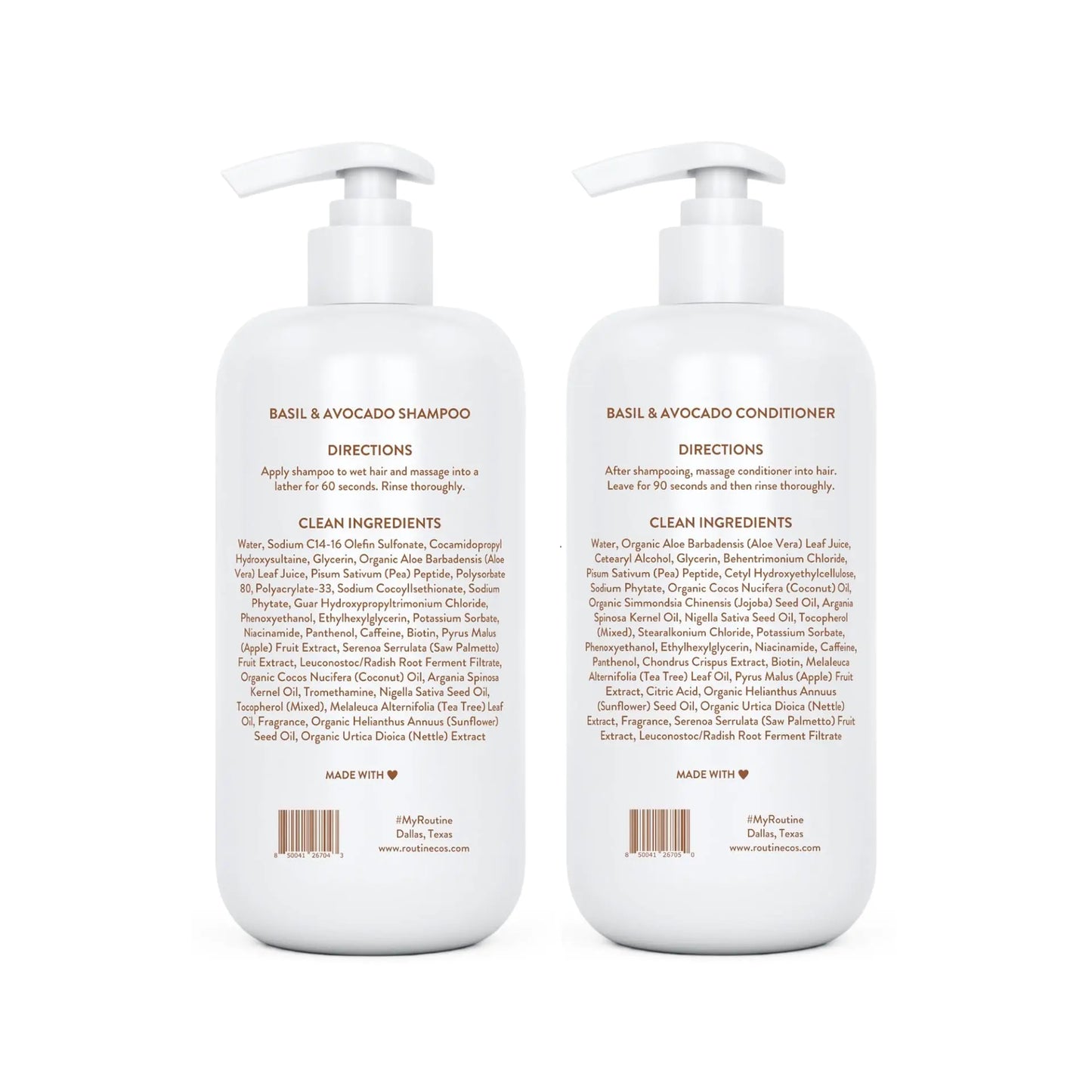 Shampoo and Conditioner Set for Stronger Hair - Biotin | Color Safe | Sulfate-Free | Vegan | Clinically Tested | Nourishing Oils and Vitamins - Basil & Avocado 14oz (Pack of 2)