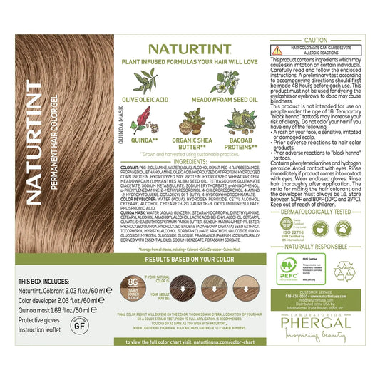 Naturtint Permanent Hair Color 8G Sandy Golden Blonde (Pack of 6), Ammonia Free, Vegan, Cruelty Free, up to 100% Gray Coverage, Long Lasting Results