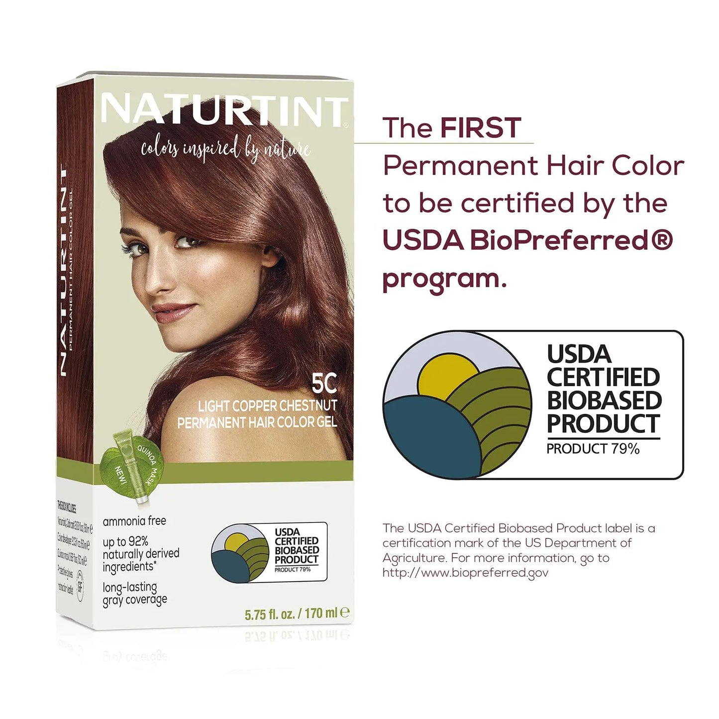 Naturtint Permanent Hair Color 5C Light Copper Chestnut (Pack of 1), Ammonia Free, Vegan, Cruelty Free, up to 100% Gray Coverage, Long Lasting Results