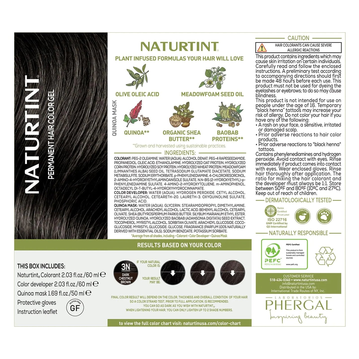 Naturtint Permanent Hair Color 3N Dark Chestnut Brown (Pack of 1), Ammonia Free, Vegan, Cruelty Free, up to 100% Gray Coverage, Long Lasting Results