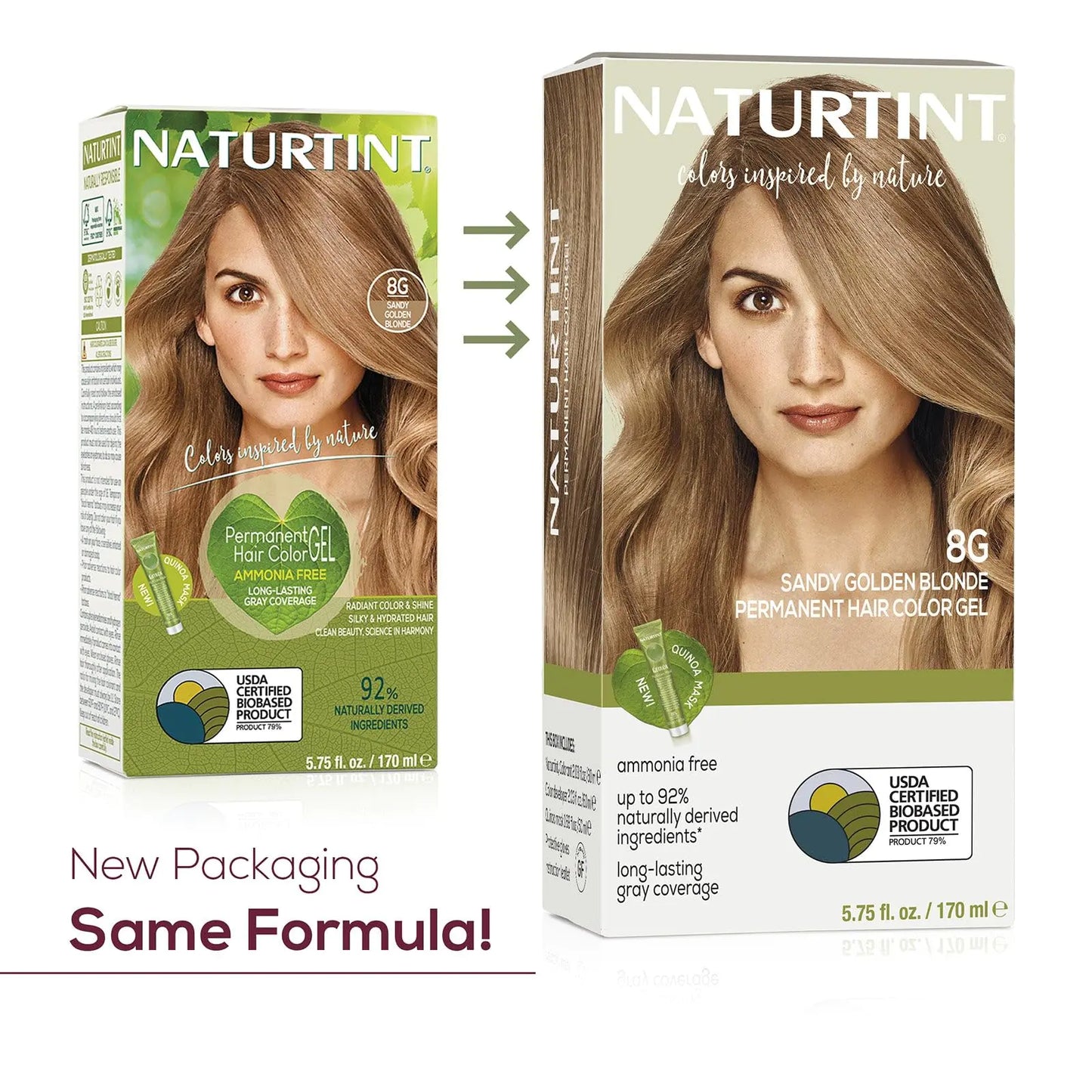 Naturtint Permanent Hair Color 8G Sandy Golden Blonde (Pack of 6), Ammonia Free, Vegan, Cruelty Free, up to 100% Gray Coverage, Long Lasting Results