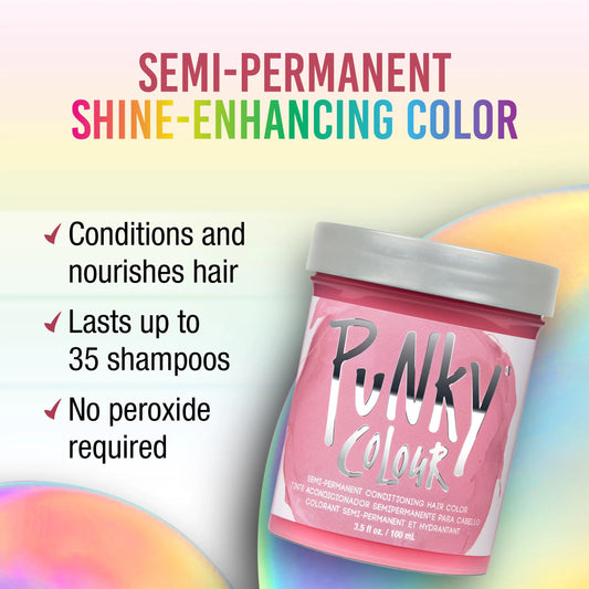 Punky Cotton Candy Semi Permanent Conditioning Hair Color, Vegan, PPD and Paraben Free, lasts up to 35 washes, 3.5oz 3.5 Fl Oz (Pack of 1)