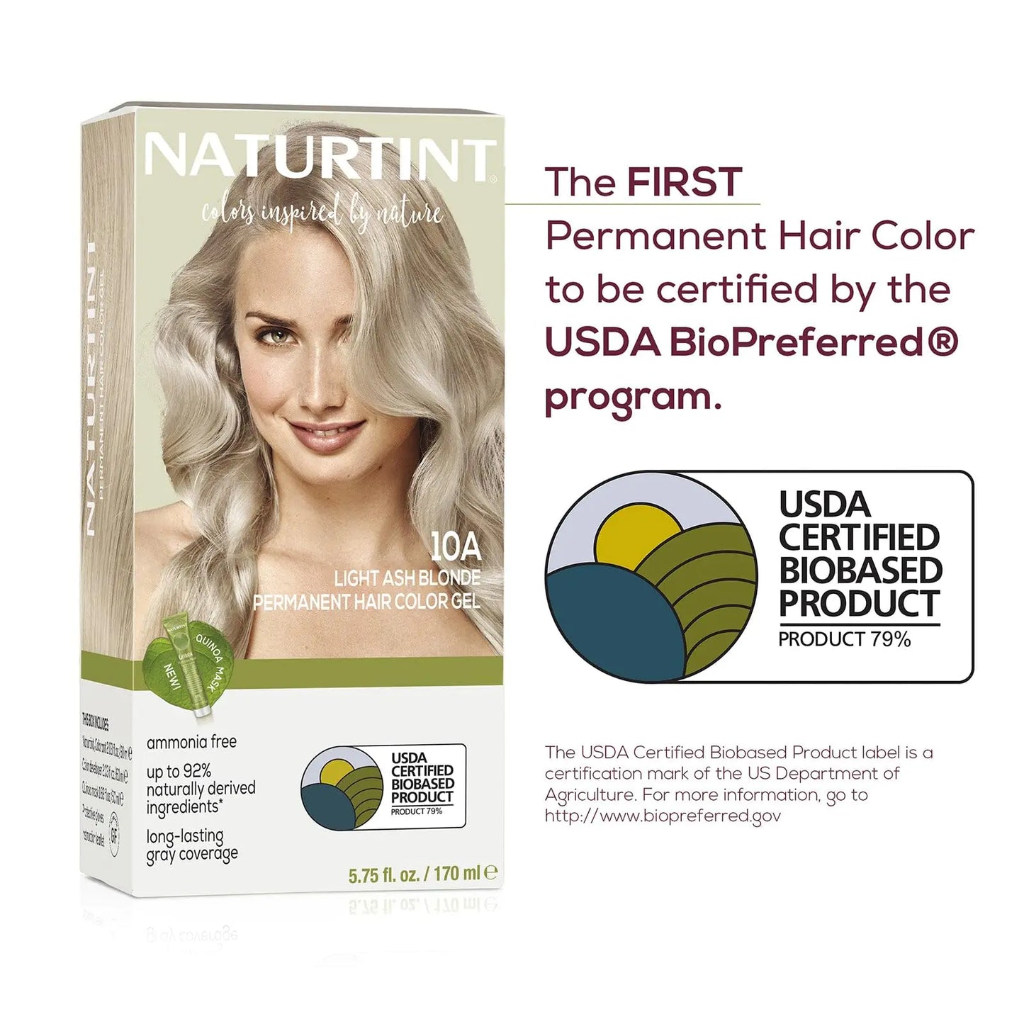 Naturtint Permanent Hair Color 10A Light Ash Blonde (Pack of 6), Ammonia Free, Vegan, Cruelty Free, up to 100% Gray Coverage, Long Lasting Results