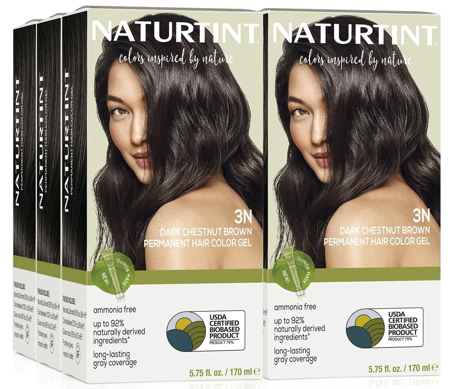 Naturtint Permanent Hair Color 3N Dark Chestnut Brown (Pack of 6), Ammonia Free, Vegan, Cruelty Free, up to 100% Gray Coverage, Long Lasting Results