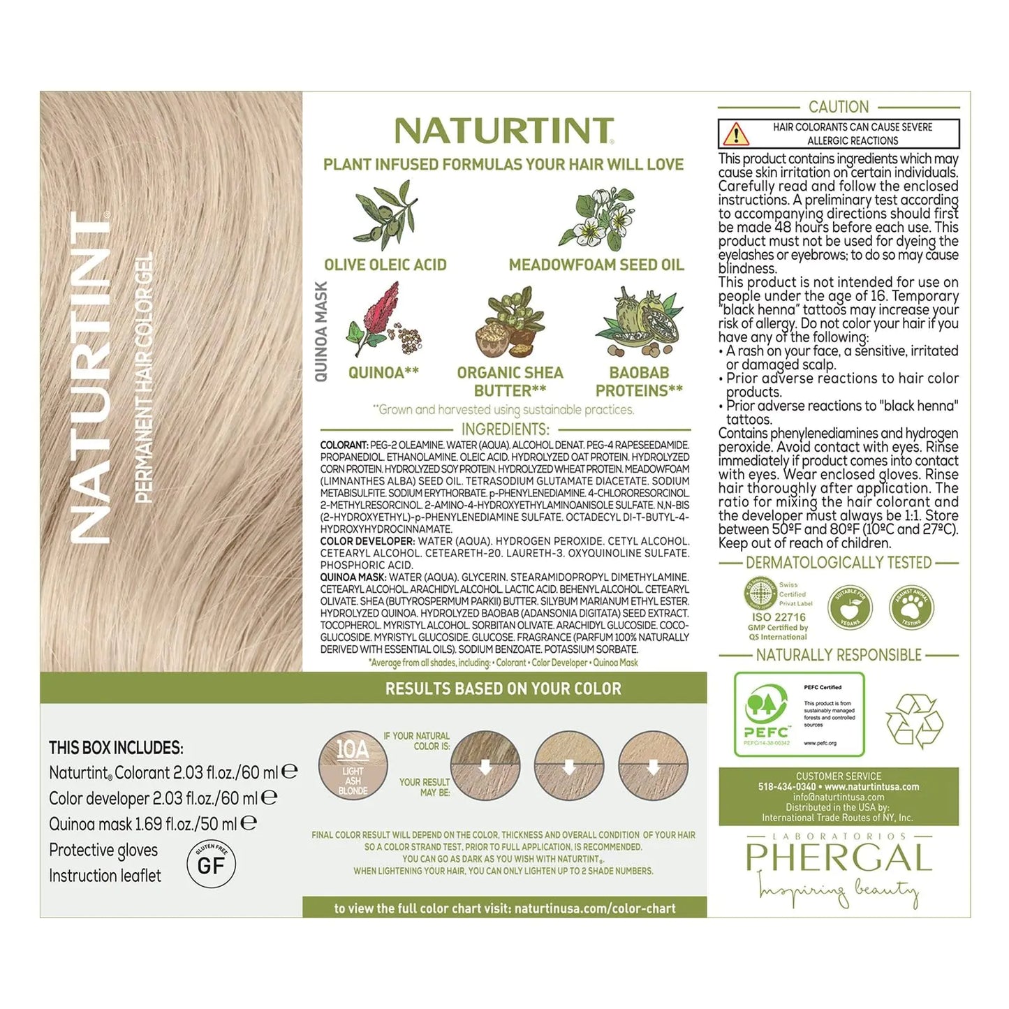 Naturtint Permanent Hair Color 10A Light Ash Blonde (Pack of 6), Ammonia Free, Vegan, Cruelty Free, up to 100% Gray Coverage, Long Lasting Results