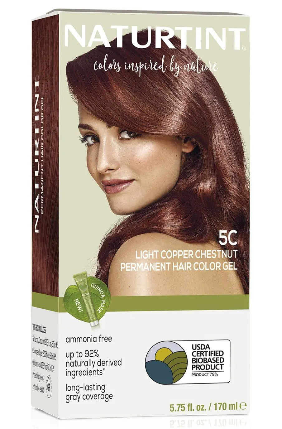 Naturtint Permanent Hair Color 5C Light Copper Chestnut (Pack of 1), Ammonia Free, Vegan, Cruelty Free, up to 100% Gray Coverage, Long Lasting Results